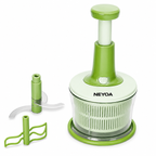 NEYOA Vegetable Chopper & Salad Spinner, Manual Food Chopper with Stainless Steel Blades, BPA-Free Kitchen Food Processor for Onions, Garlic, Vegetables, Fruits & Meal Prep