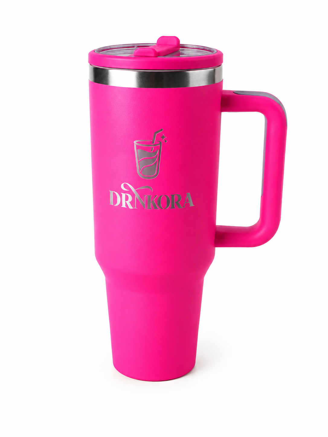 DRNKORA 40 oz Vacuum Insulated Stainless Steel Tumbler with Handle & Straw, Leak-Resistant Lid, Double Wall Travel Mug for Hot & Cold Drinks, Car Cup Holder Friendly, Blue